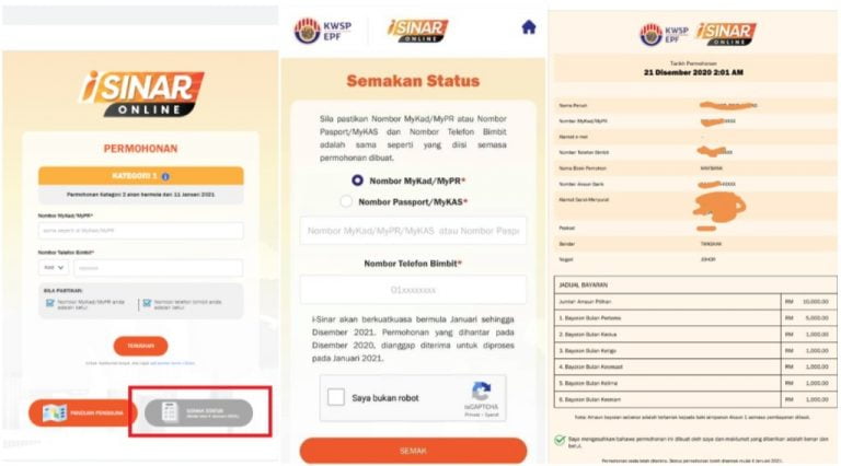 semakan i-sinar kwsp kategori 1