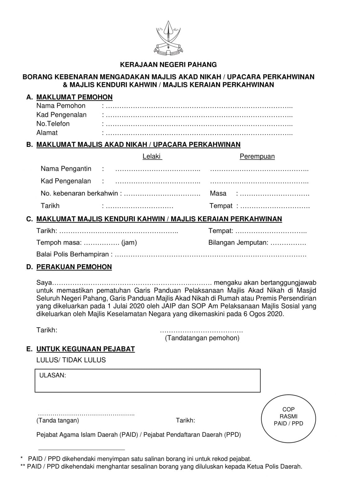 Contoh Surat Bermastautin Negeri Selangor