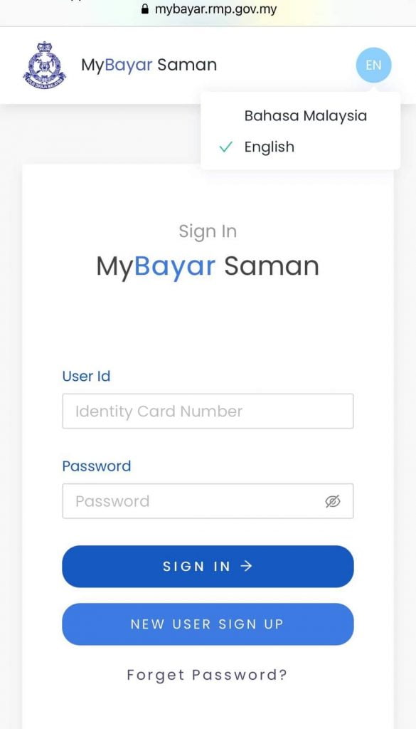 Mybayar saman connection failed