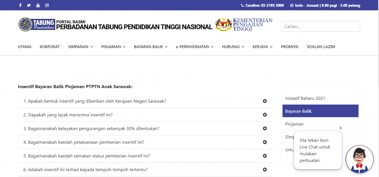 bantuan ptptn sarawak 2021
