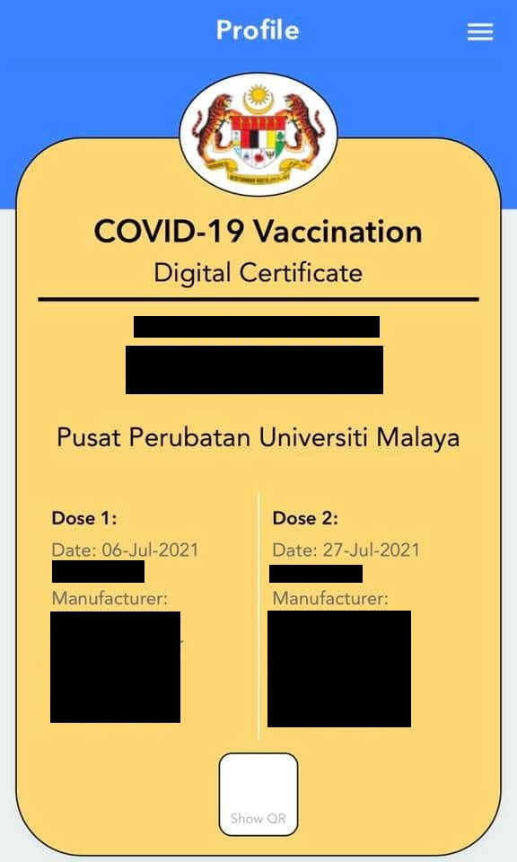 sijil digital vaksin mysejahtera