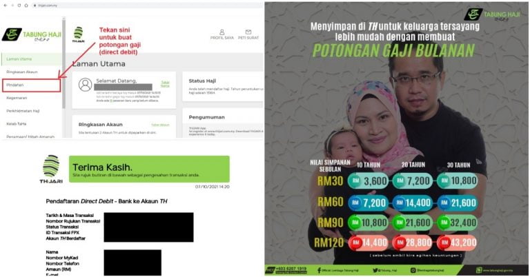cara buat potongan gaji tabung haji