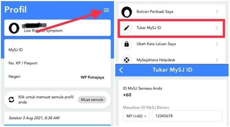 tukar no telefon mysejahtera