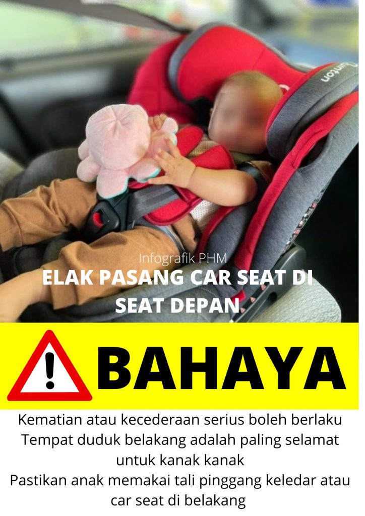 bahaya letak car seat hadapan 