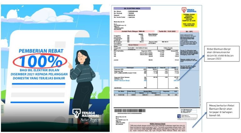 rebat bil elektrik banjir tnb