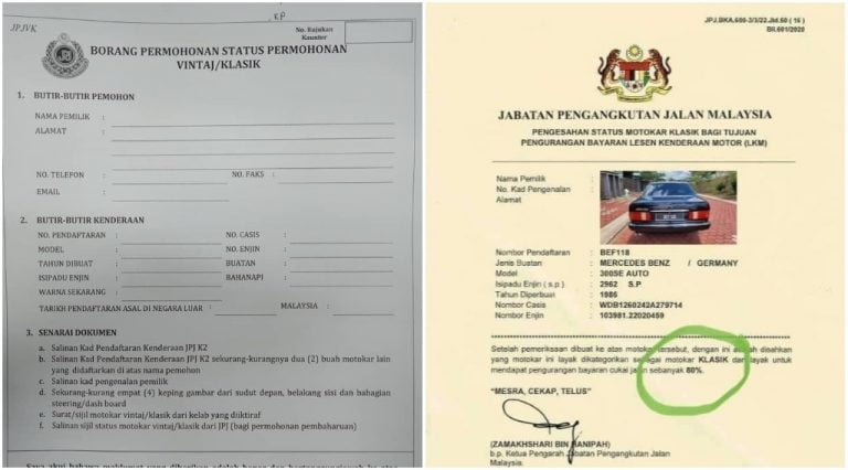 diskaun roadtax kereta vintaj