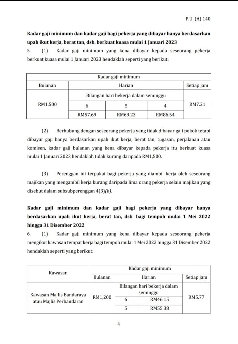 Perintah Gaji Minimum RM1500 Sebulan Mulai 1 Mei 2022