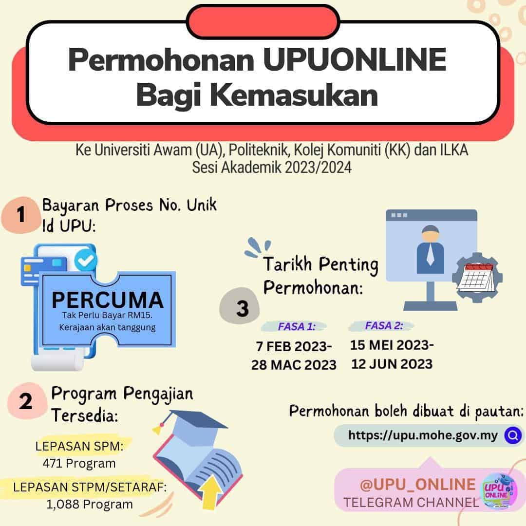 [TERKINI] Permohonan UPU Online 2023/2024 | Syarat & Cara Memohon