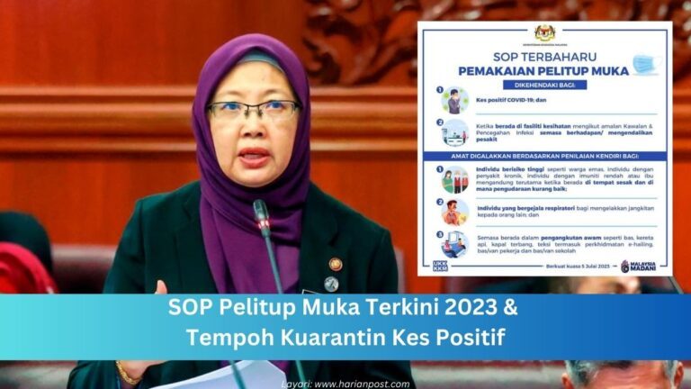 SOP Pelitup Muka Terkini 2023 & Tempoh Kuarantin Kes Positif