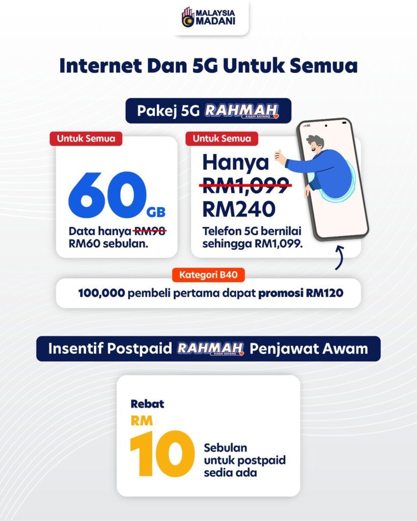 Pakej 5G RAHMAH: Pelan Internet  & Promosi Telefon Pintar 5G